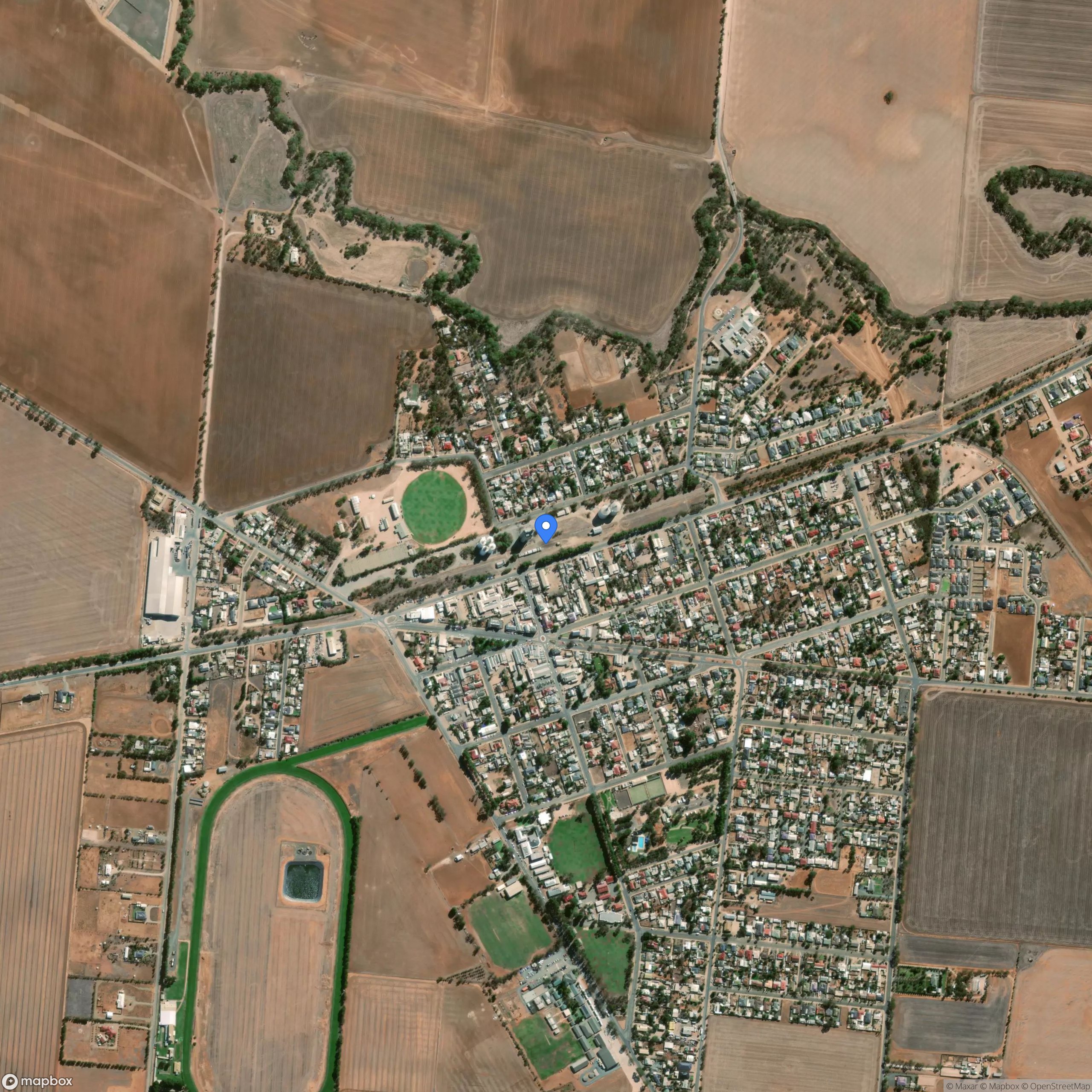 train station, silos and sheds