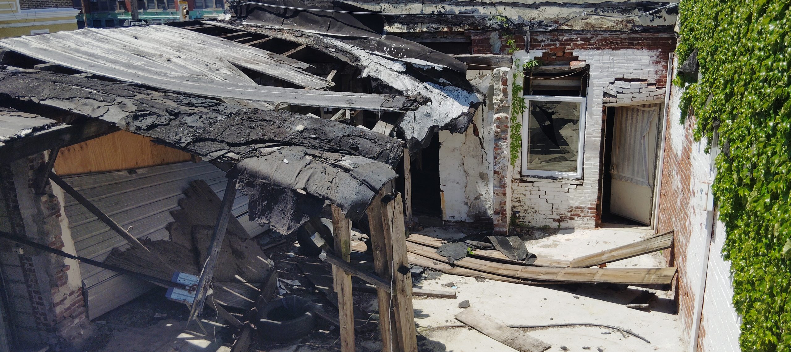 Burnt down house + garage
